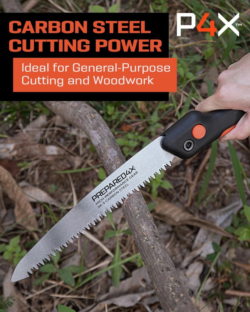 PREPARED4X Folding Saw - 8.5" Camping Saw for wood cutting -Heavy Duty, Lightweight SK-5 Steel Blade with Safety Lock, Ergonomic Non-Slip Grip - Image 3
